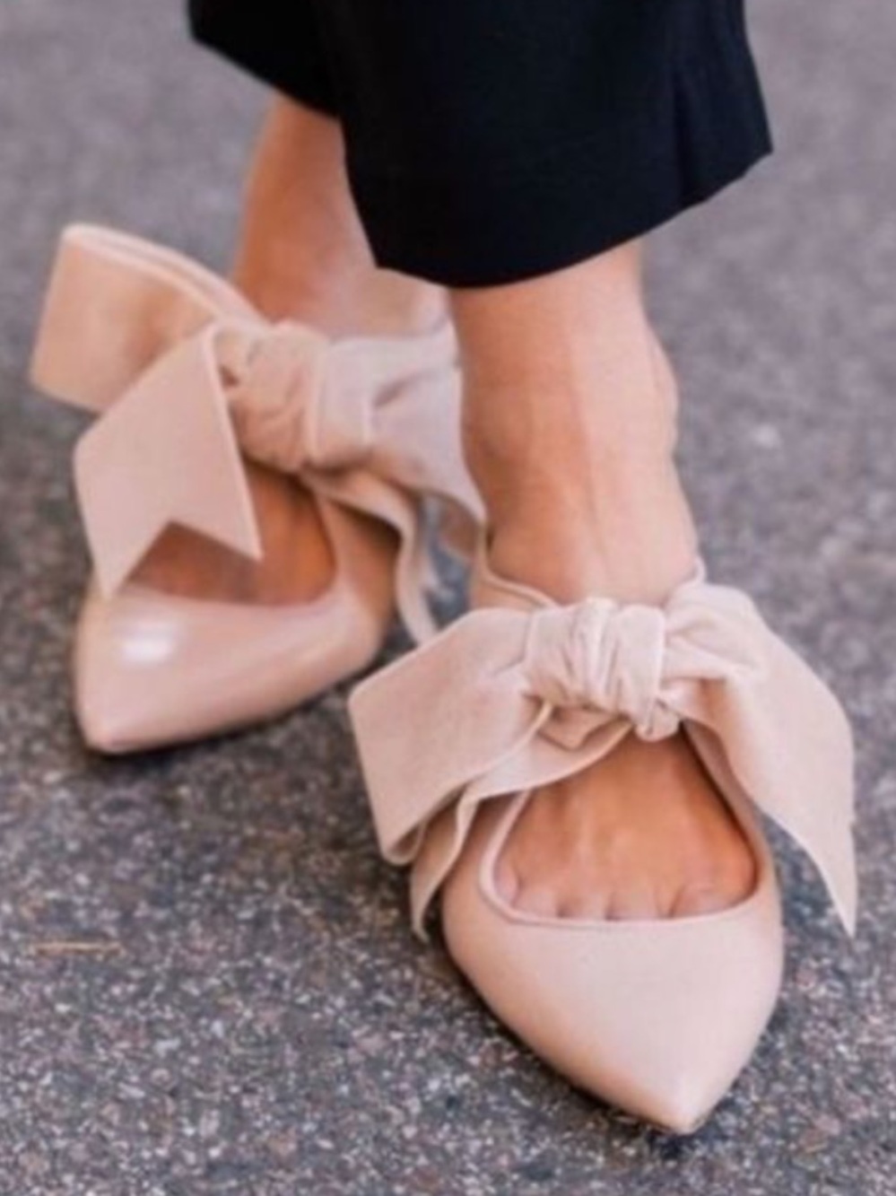 Tory Burch Clara Nude Blush Bow Ballet Pointed Flats | Size 7
